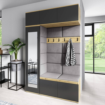 artisan/schwarz ARNO-Kleiderschrank aus Trinity 33-Stoff
