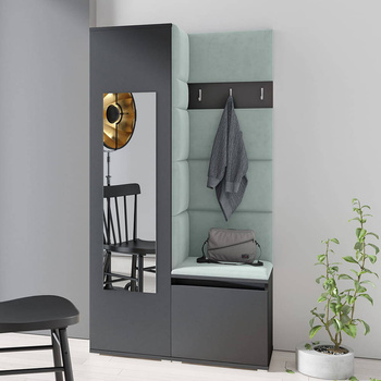 Moderner Kleiderschrank Rio Graphit mit Spiegel Schuhschrank Trinity  21