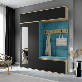 Kleiderschrank HARLEM, Stoff trinity 13, artisan/schwarz