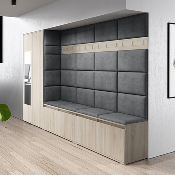 Kleiderschrank Molly Sonoma eiche mit Spiegel Polsterplatten Schuhschrank Trinity 15