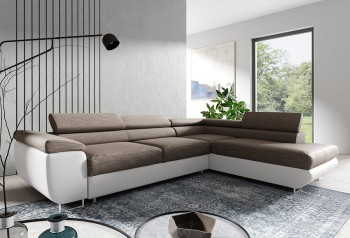 Ecksofa AVESTA L Bettzeugbehälter mit Schlaffunktion Berlin 03/weiß eco