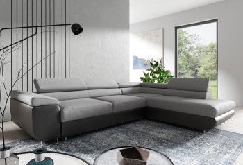 Ecksofa in L-Form AVESTA mit Schlaffunktion Sawana 21/Schwarz eco