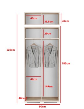 Garderobe 90 cm mit Auszug, ohne Spiegel, weiß