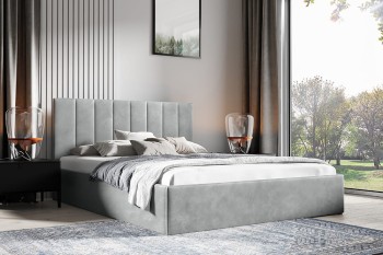 Monti Bett 180x200 Trinity 14 - grau Plüsch gerade genäht