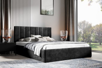 Monti Bett 180x200 Trinity 16 - schwarz Plüsch gerade genäht
