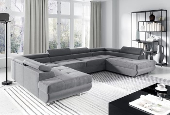 Ecksofa Akita in U-Form mit Schlaffunktion Monolith 85