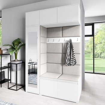 MIKA weißer Kleiderschrank aus Trinity 1 Stoff
