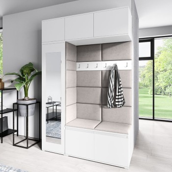 MIKA weißer Kleiderschrank in Trinity 2 Stoff
