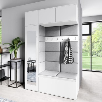 MIKA weißer Kleiderschrank aus Trinity 14 Stoff