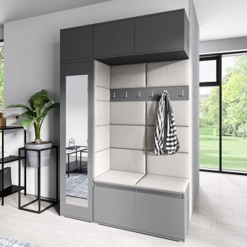 MIKA graphitfarbener Kleiderschrank aus Trinity 1 Stoff