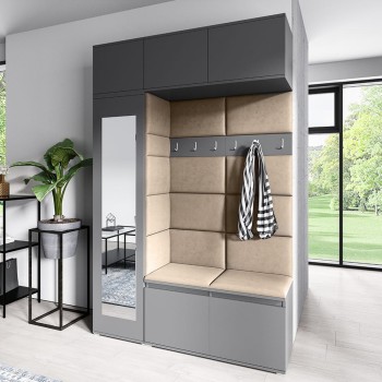 MIKA graphitfarbener Kleiderschrank aus Trinity 4 Stoff