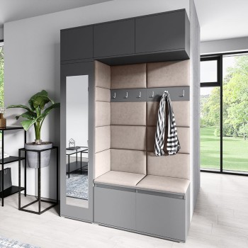 MIKA graphitfarbener Kleiderschrank aus Trinity 5 Stoff