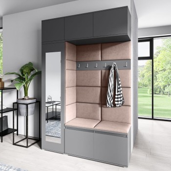 MIKA graphitfarbener Kleiderschrank aus Trinity 7 Stoff