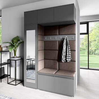 MIKA graphitfarbener Kleiderschrank aus Trinity 8 Stoff
