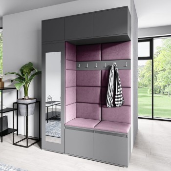 MIKA graphitfarbener Kleiderschrank aus Trinity 11 Stoff