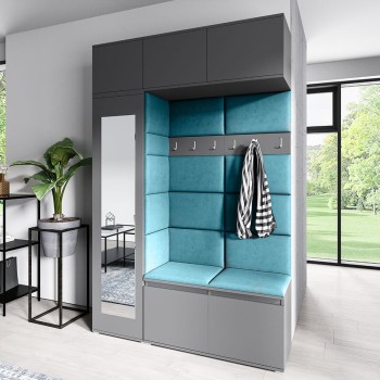 MIKA graphitfarbener Kleiderschrank aus Trinity 13 Stoff