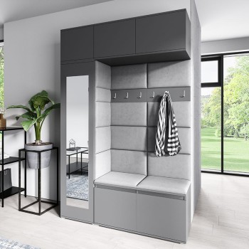 MIKA graphitfarbener Kleiderschrank aus Trinity 14 Stoff