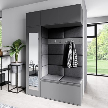 MIKA graphitfarbener Kleiderschrank aus Trinity 16 Stoff