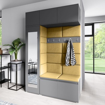 MIKA graphitfarbener Kleiderschrank aus Trinity 18 Stoff