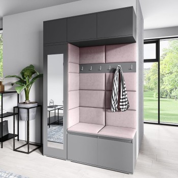 MIKA graphitfarbener Kleiderschrank aus Trinity 19 Stoff