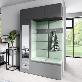 MIKA graphitfarbener Kleiderschrank aus Trinity 21 Stoff