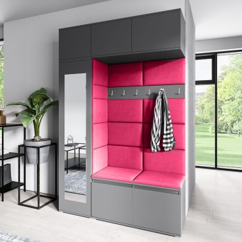 MIKA graphitfarbener Kleiderschrank aus Trinity 24 Stoff