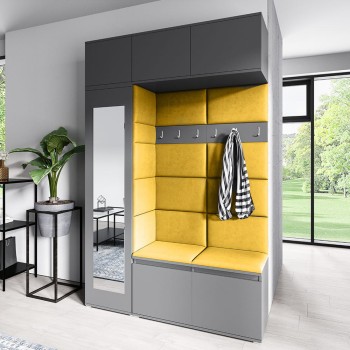 MIKA graphitfarbener Kleiderschrank aus Trinity 26 Stoff