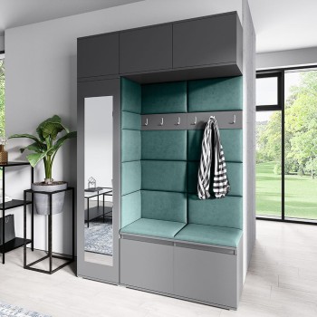 MIKA graphitfarbener Kleiderschrank aus Trinity 28 Stoff
