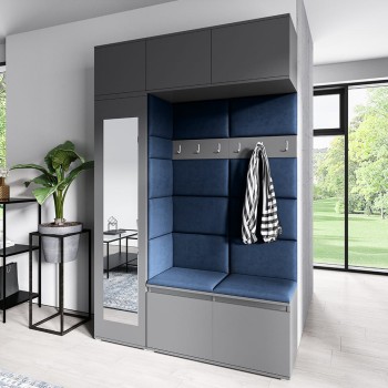MIKA graphitfarbener Kleiderschrank aus Trinity 30 Stoff
