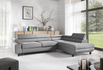 Olo Schlafsofa Monolith 84 Ecksofa mit integriertem Bettkasten Bewegliche Seitenwand grau