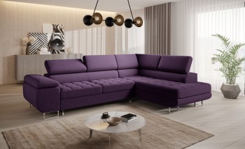 Ecksofa Wiral L-förmig lila Schlaffunktion verstellbare Kopfstützen Enjoy 15