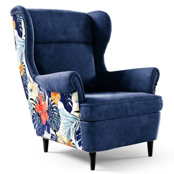 JUNGLE Sessel mit Blättern in marineblau