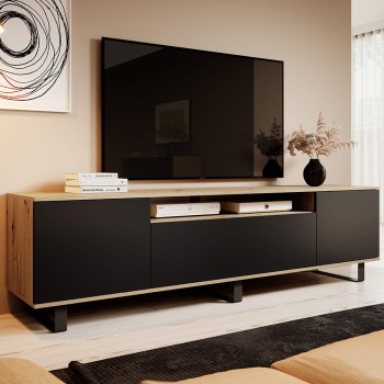 Masimo RTV 200 cm loft matt artisan schwarz Schrank auf Beinen