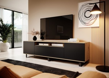 Masimo RTV 200 cm loft matt artisan schwarz Schrank auf Beinen