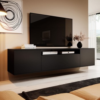 Hängekommode Masimo RTV 200 cm Loftmatte schwarz Oberschrank