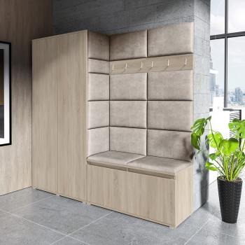 Kleiderschrank CLEO ohne Spiegel in Trinity 03 Stoff, Sonoma Eiche