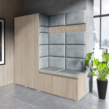 Kleiderschrank CLEO ohne Spiegel in Trinity 14 Stoff, Sonoma Eiche