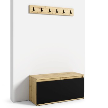 Schuhschrank 100 cm, Eiche artisan/schwarz