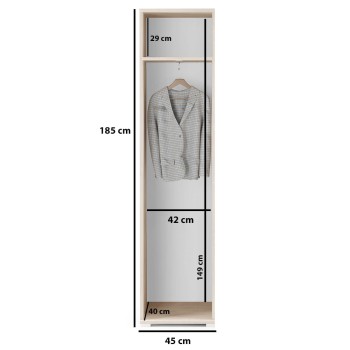Verspiegelter Kleiderschrank 45 cm, Eiche artisan/schwarz