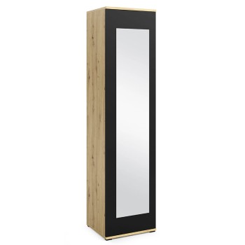 Verspiegelter Kleiderschrank 45 cm, Eiche artisan/schwarz
