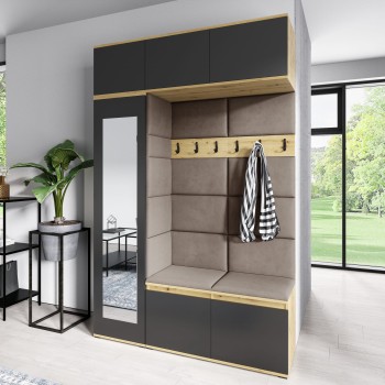 Artisan Eiche/schwarz MIKA Kleiderschrank in Trinity 05 Stoff