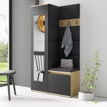 IGA Kleiderschrank in Trinity 16 Stoff Eiche artisan/schwarz