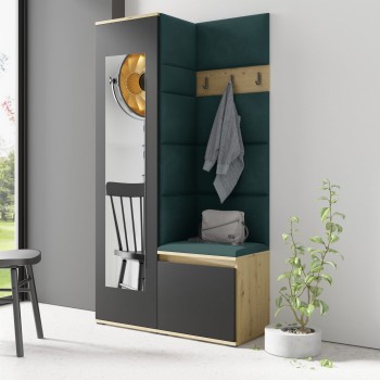 IGA Kleiderschrank in Trinity 28 Stoff Eiche artisan/schwarz