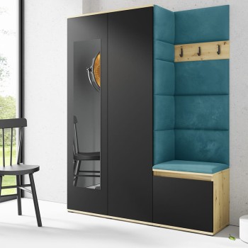 Garderobe HARRY aus Stoff Trinity 13 Eiche artisan/schwarz