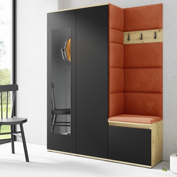 Garderobe HARRY aus Stoff Trinity 25 Eiche artisan/schwarz