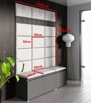 Garderobe LEON aus Stoff Trinity 15 Eiche artisan/schwarz