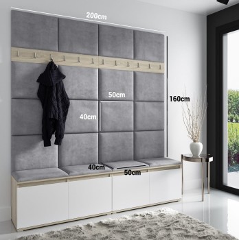 HELLO Kleiderschrank in Trinity 15 Stoff Eiche artisan/schwarz