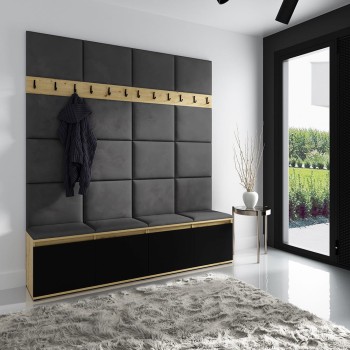 HELLO Kleiderschrank in Trinity 15 Stoff Eiche artisan/schwarz