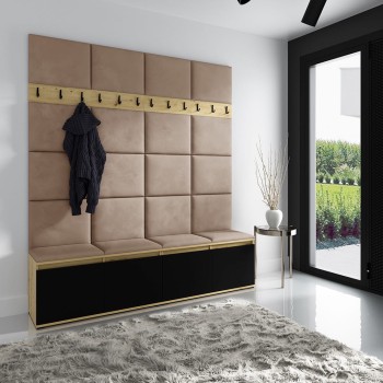 HELLO Kleiderschrank in Trinity 04 Stoff Eiche artisan/schwarz