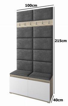 LUKA Kleiderschrank in Stoff Trinity 15, Eiche artisan/schwarz